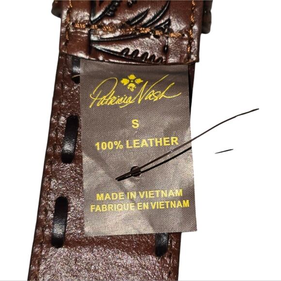 Patricia Nash Amelia Tan Tooled‎ Leather Whipstitch Western Belt Small NWT main image 7